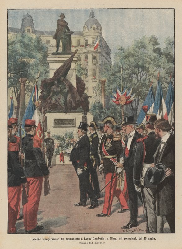 Feierliche Einweihung des Denkmals für Léon Gambetta in Nizza am Nachmittag des 25. April von Achille Beltrame