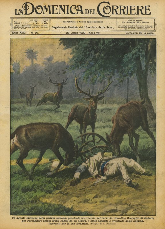 Ein einheimischer Polizist im Hirschgehege des Zoologischen Gartens von Achille Beltrame