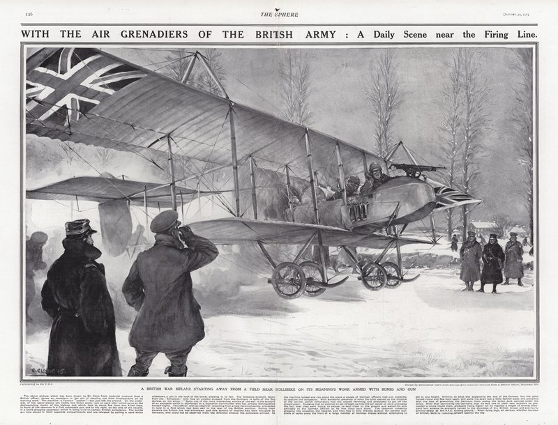 Britisches Doppeldeckerflugzeug auf einem Flugplatz in der Nähe von Hollebeke, Belgien, Erster Weltkrieg von Addison Thomas Millar