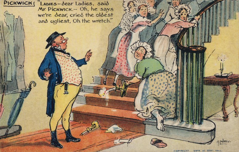 Mr. Pickwick beleidigt eine Gruppe von Frauen von Albert Jnr. Ludovici
