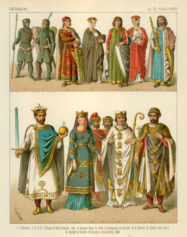Deutsches Kostüm 1000-1100 n. Chr. von Albert Kretschmer
