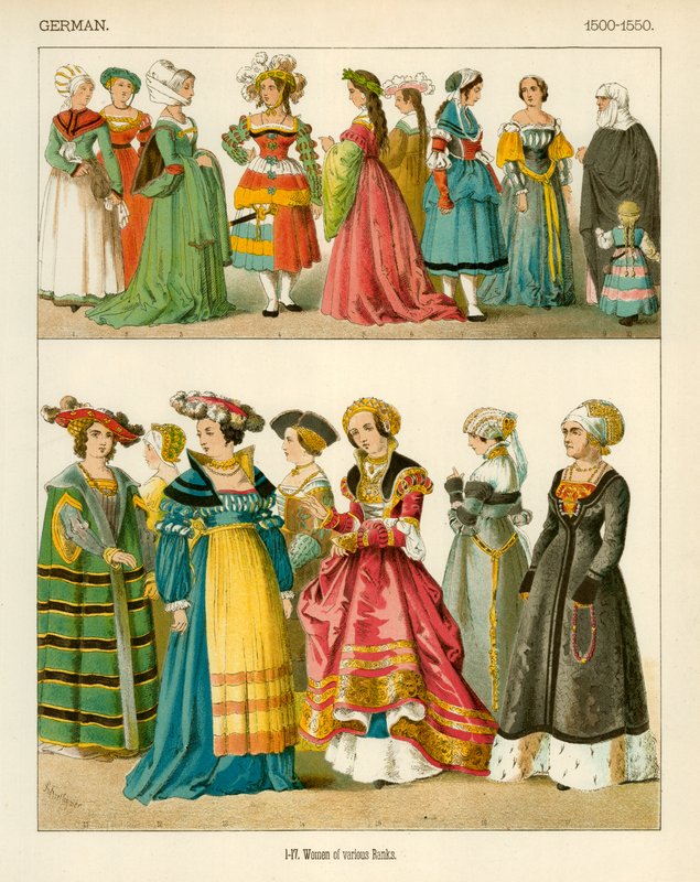 Deutsche Kostüme 1500-1550 von Albert Kretschmer