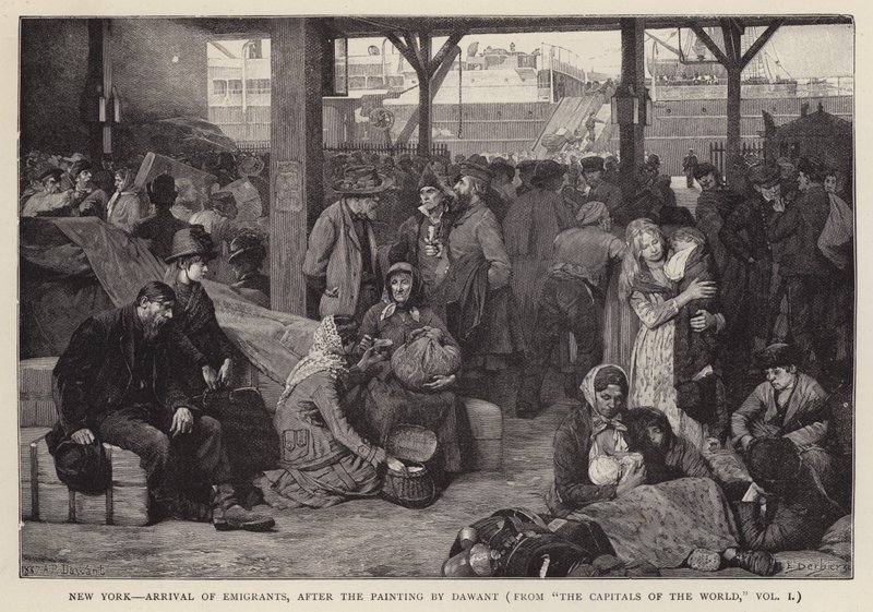 New York - Ankunft der Auswanderer (Lithografie) von Albert Pierre Dawant