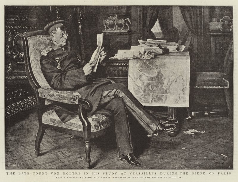 Der verstorbene Graf von Moltke in seinem Arbeitszimmer in Versailles während der Belagerung von Paris von Albert Sauvert