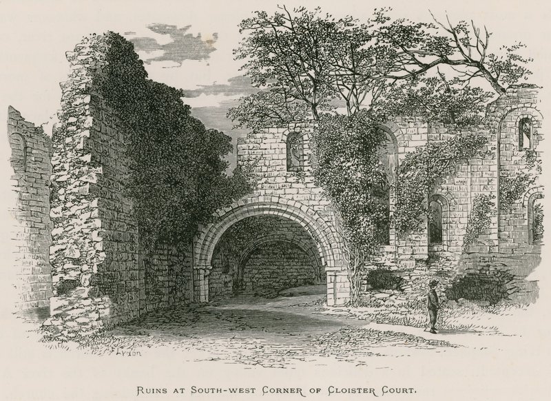 Kirkstall Abbey, Ruinen an der südwestlichen Ecke des Kreuzganghofs von Alexander Francis Lydon