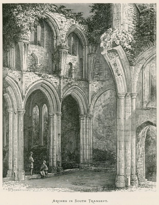 Netley Abbey, Bögen im südlichen Querschiff (Stich) von Alexander Francis Lydon