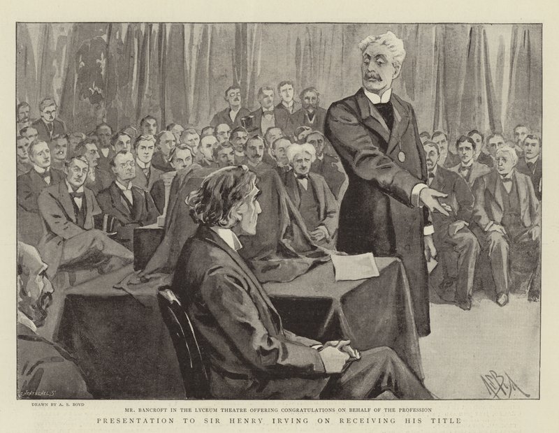 Übergabe an Sir Henry Irving bei Erhalt seines Titels von Alexander Stuart Boyd