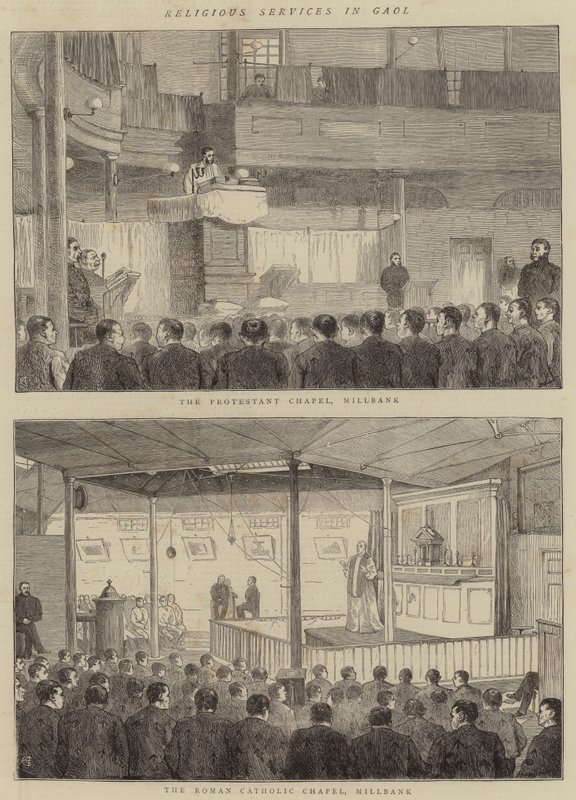 Religiöse Dienste im Gefängnis von Alfred Chantrey Corbould