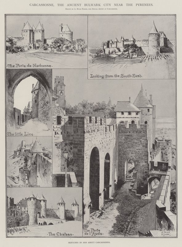 Carcassonne, die alte Festungsstadt in der Nähe der Pyrenäen von Alfred Hugh Fisher