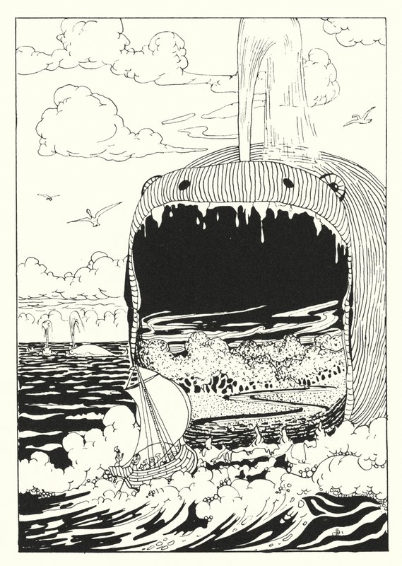 Lucians Wahre Geschichte: Das Schiff, das vom Wal verschluckt wurde (Gravur) von Alfred Payne Garnett