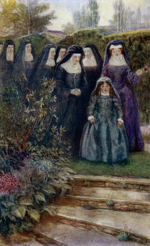 Die junge Marie-Angelique Arnauld spaziert mit ihren Nonnen im Klostergarten von Alfred Wallis Mills