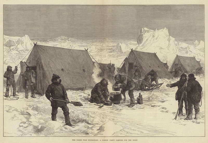 Die Nordpolexpedition, eine Schlittenparty campt für die Nacht von Alfred William Hunt