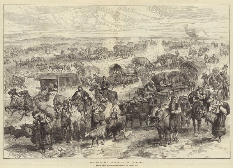 Der Krieg, die Evakuierung von Alexinatz von Alfred William Hunt