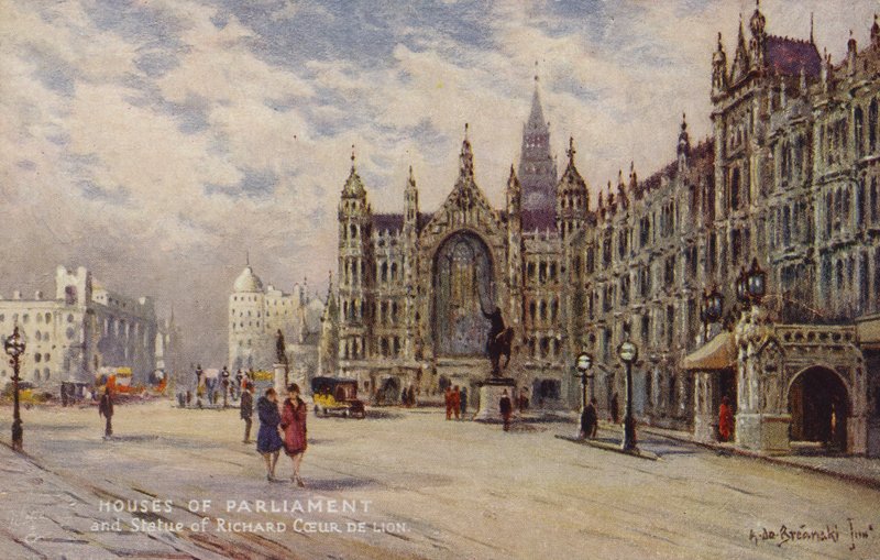 Houses of Parliament und die Statue von Richard Löwenherz von Alfred de Breanski