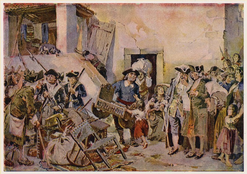 Menschen in Armut, die ihre Habseligkeiten verpfänden, Portugal von Alfredo Roque Gameiro
