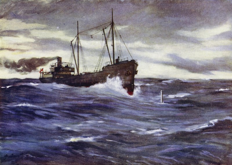 Der Kohlenfrachter Thordis kurz davor, ein deutsches U-Boot zu rammen von Allan (after) Stewart