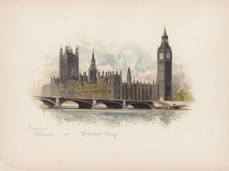 Bekanntes London: Houses of Parliament und Westminster Bridge von Allan F. Barraud