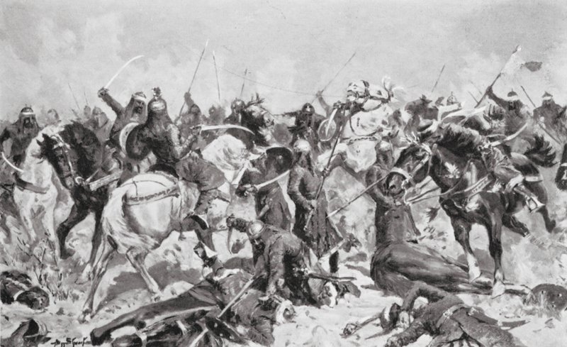 Der letzte Stand der Rajputen gegen die Mohammedaner im Jahr 1192 n. Chr. von Allan Stewart