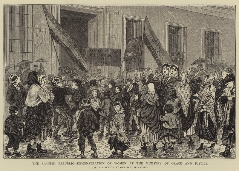 Die Spanische Republik, Demonstration von Frauen im Ministerium für Gnade und Gerechtigkeit von Alphonse Adolphe Bichard