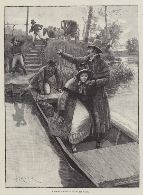 Eine durchgebrannte Hochzeit, auf dem Wasser von Amedee Forestier