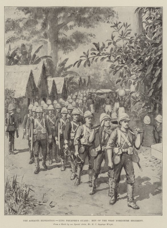 Die Ashanti-Expedition, König Prempehs Wache, Männer des West Yorkshire Regiments von Amedee Forestier