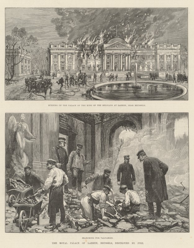 Der Königspalast von Laeken, Brüssel, durch Feuer zerstört von Amedee Forestier