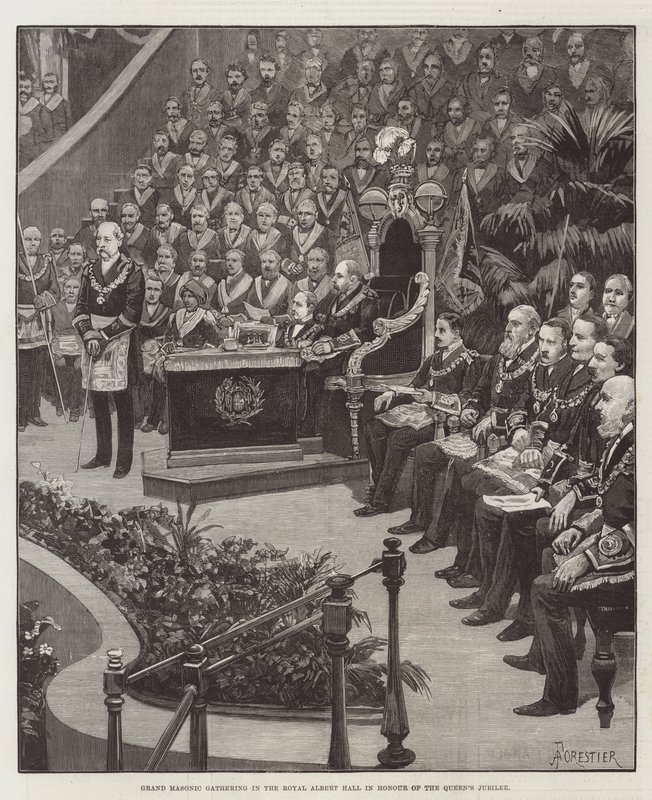 Großes Freimaurertreffen in der Royal Albert Hall zu Ehren des Jubiläums der Königin von Amedee Forestier