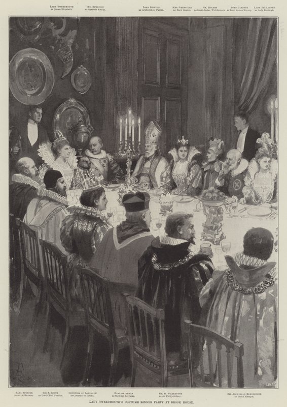Lady Tweedmouths Kostümdinnerparty im Brook House von Amedee Forestier