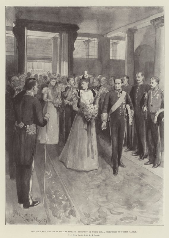 Der Herzog und die Herzogin von York in Irland, Empfang Ihrer Königlichen Hoheiten im Dublin Castle von Amedee Forestier