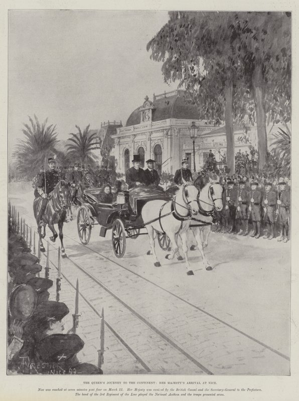 Die Reise der Königin auf den Kontinent, die Ankunft Ihrer Majestät in Nizza von Amedee Forestier