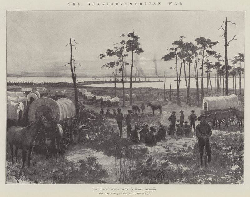 Der Spanisch-Amerikanische Krieg, das Lager der Vereinigten Staaten am Hafen von Tampa von Amedee Forestier
