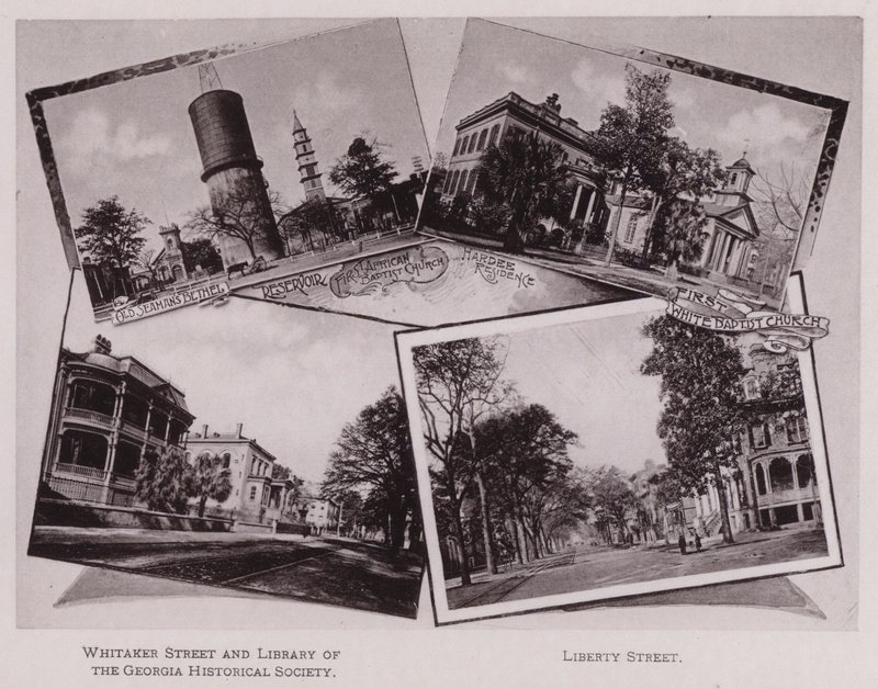 Altes Seemanns-Bethel; Reservoir; Erste Afrikanische Baptistenkirche; Hardee-Residenz; Erste Weiße Baptistenkirche; Whitaker Street und Bibliothek der Georgia Historical Society; Liberty Street (s/w Foto) von American Photographer (after)