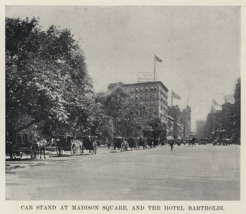 Taxistand am Madison Square und das Hotel Bartholdi von American Photographer