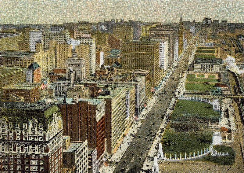 Michigan Boulevard, Blick nach Norden, vom Flugzeug aus gesehen von American Photographer