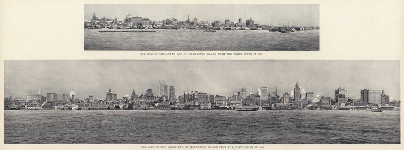 Skyline des unteren Endes der Insel Manhattan vom North River von American Photographer