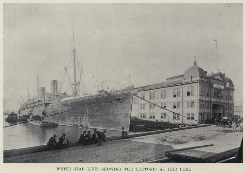 White Star Line, zeigt die Teutonic an ihrem Pier von American Photographer