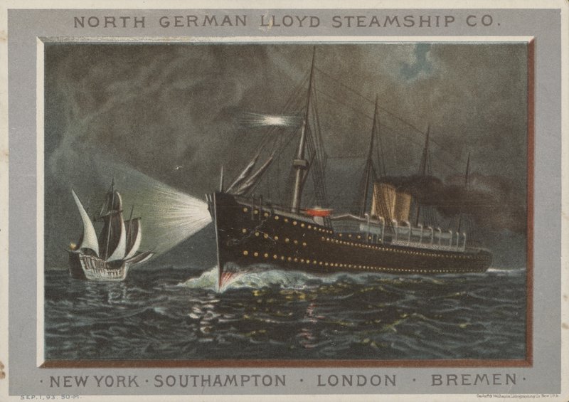 Werbung für die Norddeutsche Lloyd Dampfschifffahrtsgesellschaft von American School