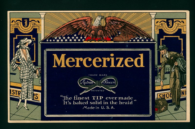 Amerikanische Werbung für mercerisierte Baumwolle von American School