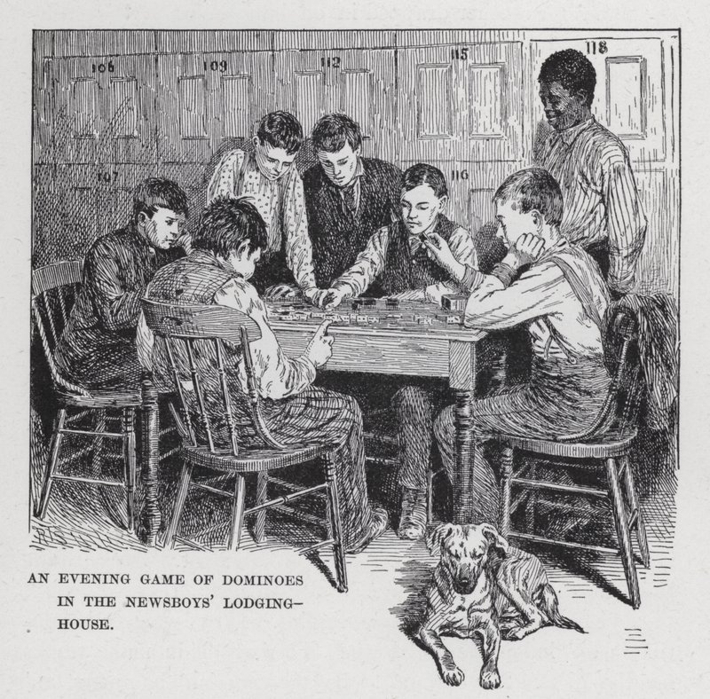 Ein Abendspiel Domino im Nachrichtenjungenheim von American School