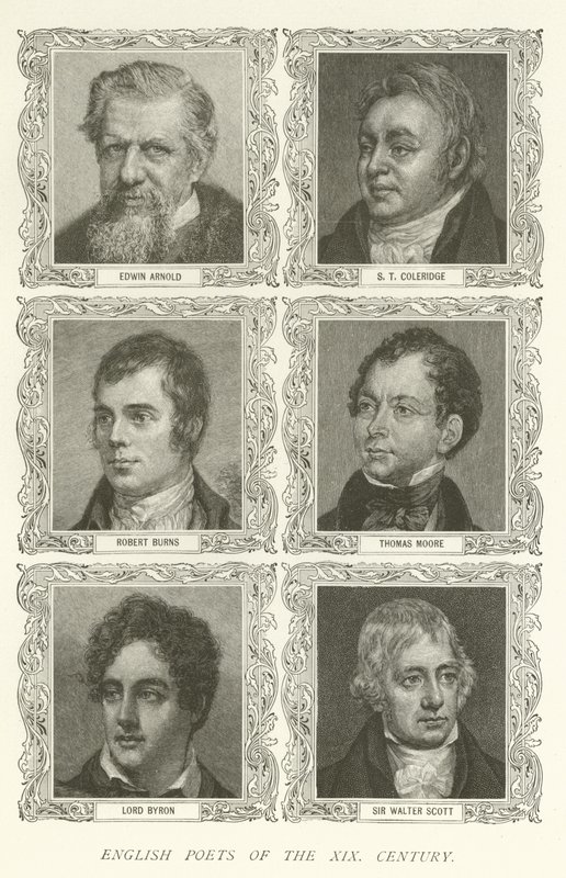 Englische Dichter des XIX. Jahrhunderts, Edwin Arnold, S. T. Coleridge, Robert Burns, Thomas Moore, Lord Byron, Sir Walter Scott von American School