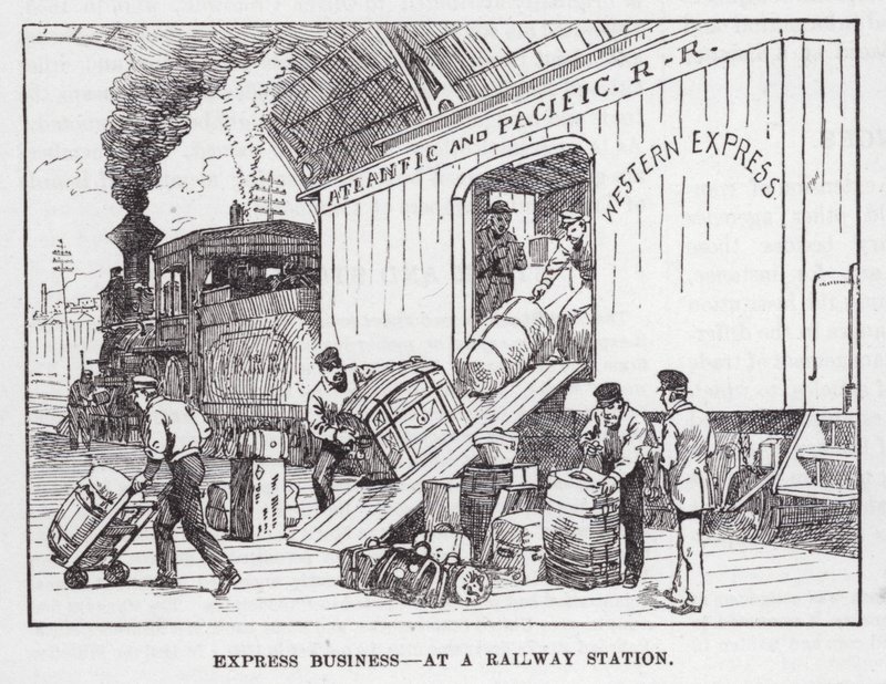 Expressgeschäft an einem Bahnhof von American School