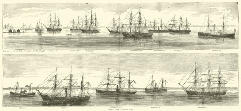 Bundesflotte bei Hampton Roads, Dezember 1864 von American School