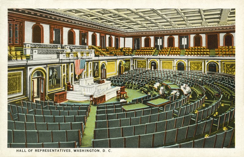 Repräsentantenhaus, Washington DC, USA (Farblitho) von American School
