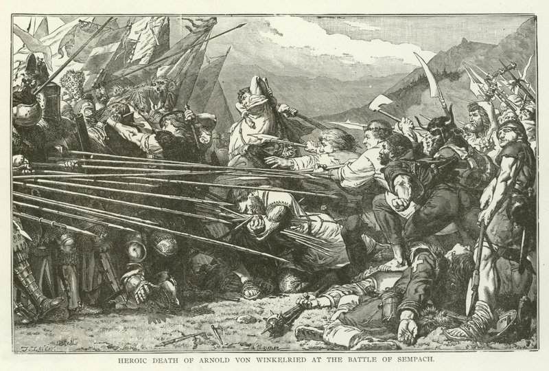 Heroischer Tod von Arnold von Winkelried in der Schlacht bei Sempach von American School