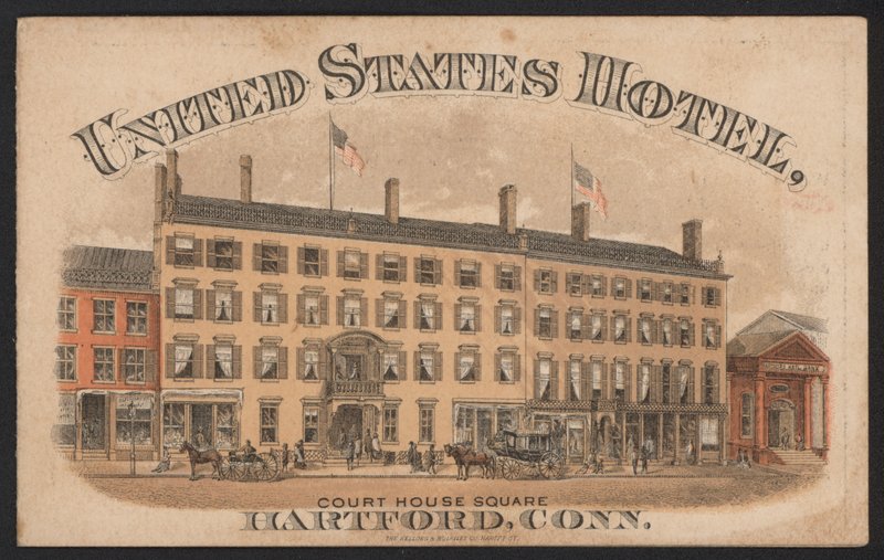Hotel-Handelskarte (farbige Gravur) von American School