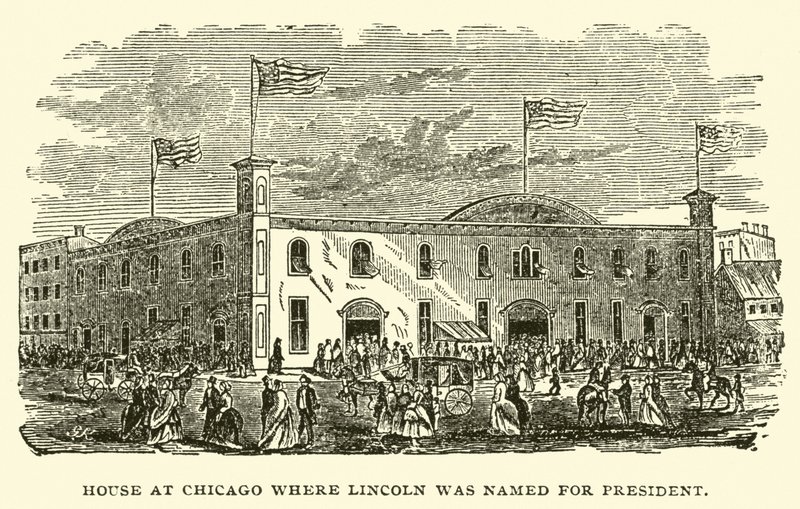 Haus in Chicago, wo Lincoln zum Präsidenten ernannt wurde von American School