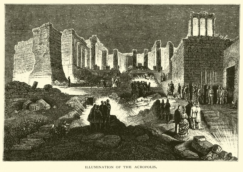 Beleuchtung der Akropolis von American School