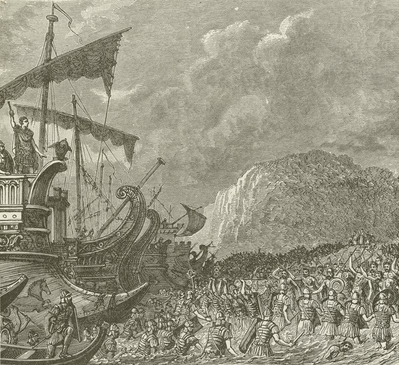 Landung der Römer unter Cäsar in Britannien, 55 v. Chr. von American School