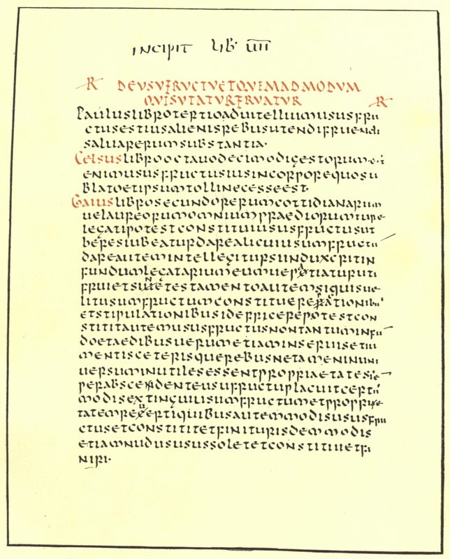 Seite aus den Pandekten von Justinian von American School