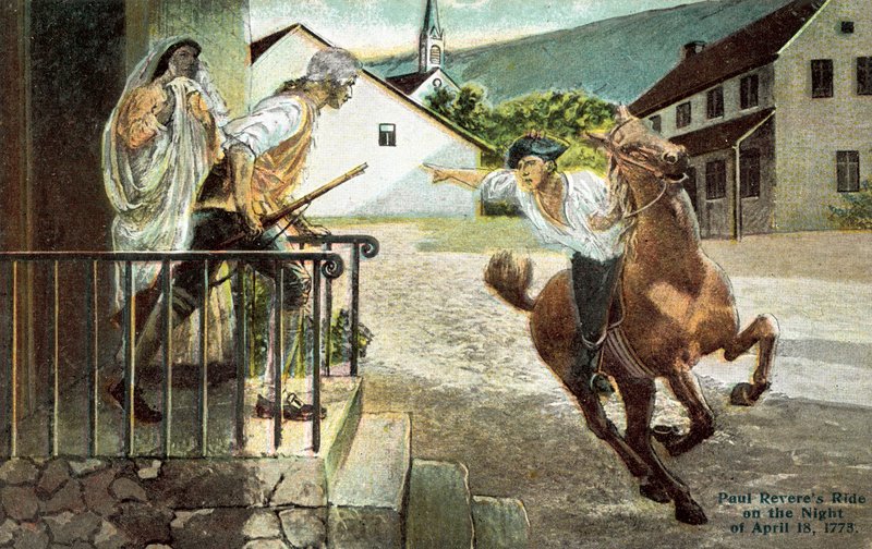Paul Reveres Ritt in der Nacht des 18. April 1773 von American School